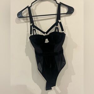 ASOS Black Strappy Velvet Bodysuit